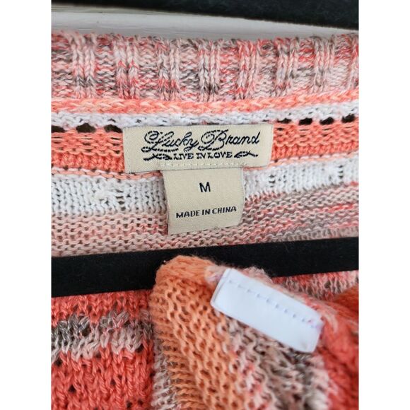 Lucky Sweater Medium Womens V Neck 3/4 Sleeve Knit Pullover Multicolor Casual - Picture 4 of 4